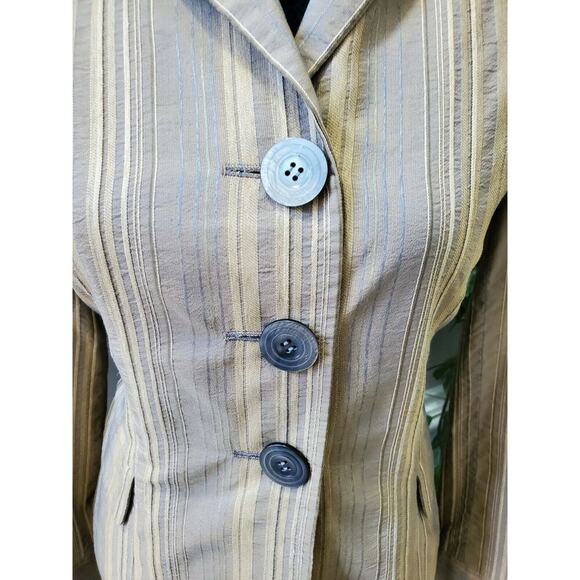 J. Jill Women Tan Polyester & Rayon Three Buttons Single Breasted Blazer Size 4 - Picture 7 of 12